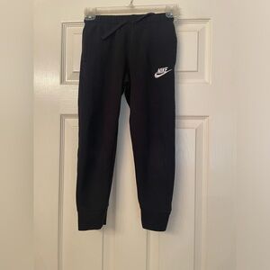 Boys Nike Black Tapered Sweatpants with Elastic Cuffs